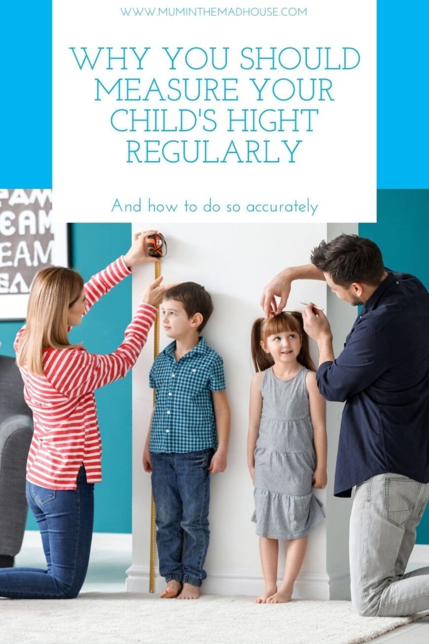 Parents measuring height of children