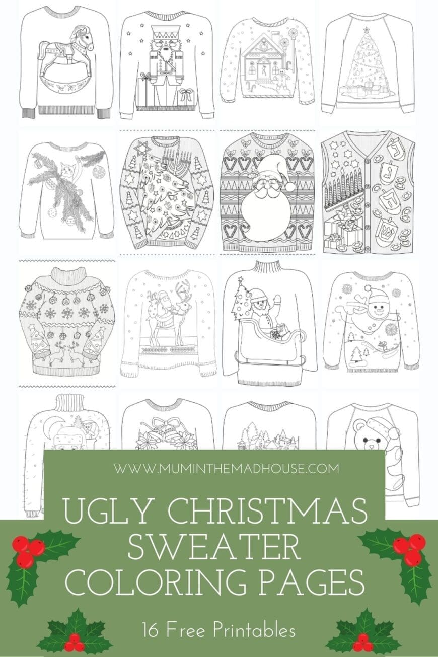 Ugly Christmas Sweater Colouring Page