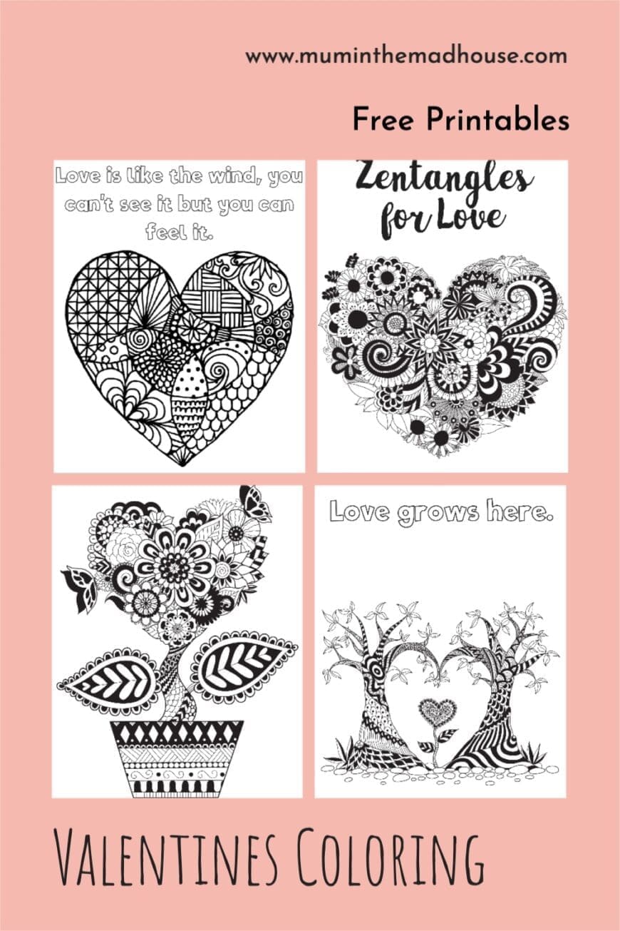This collection of free printable Valentine coloring pages contains intricate designs, so they’re perfect for older children and adults alike.
