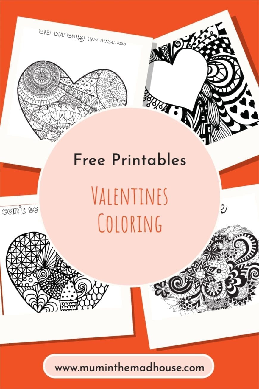 This collection of free printable Valentine coloring pages contains intricate designs, so they’re perfect for older children and adults alike.