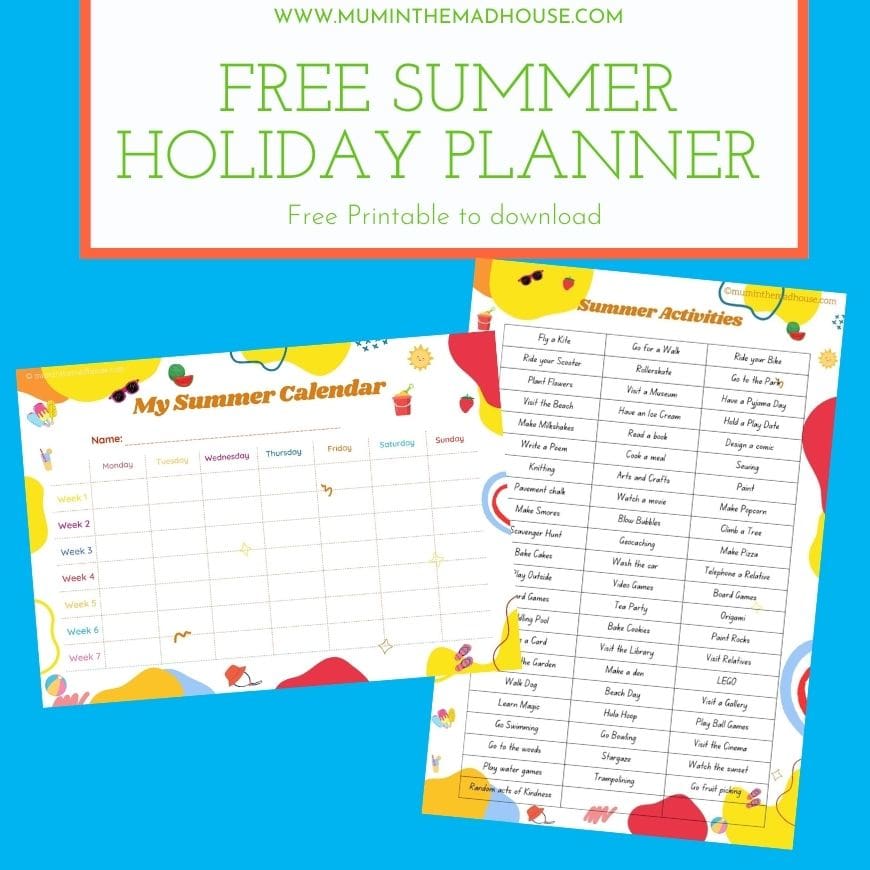 Download our free planner to help you keep track of what is happening during the school holidays. Our Summer Holiday Calendar comes with a bonus activity sheet.