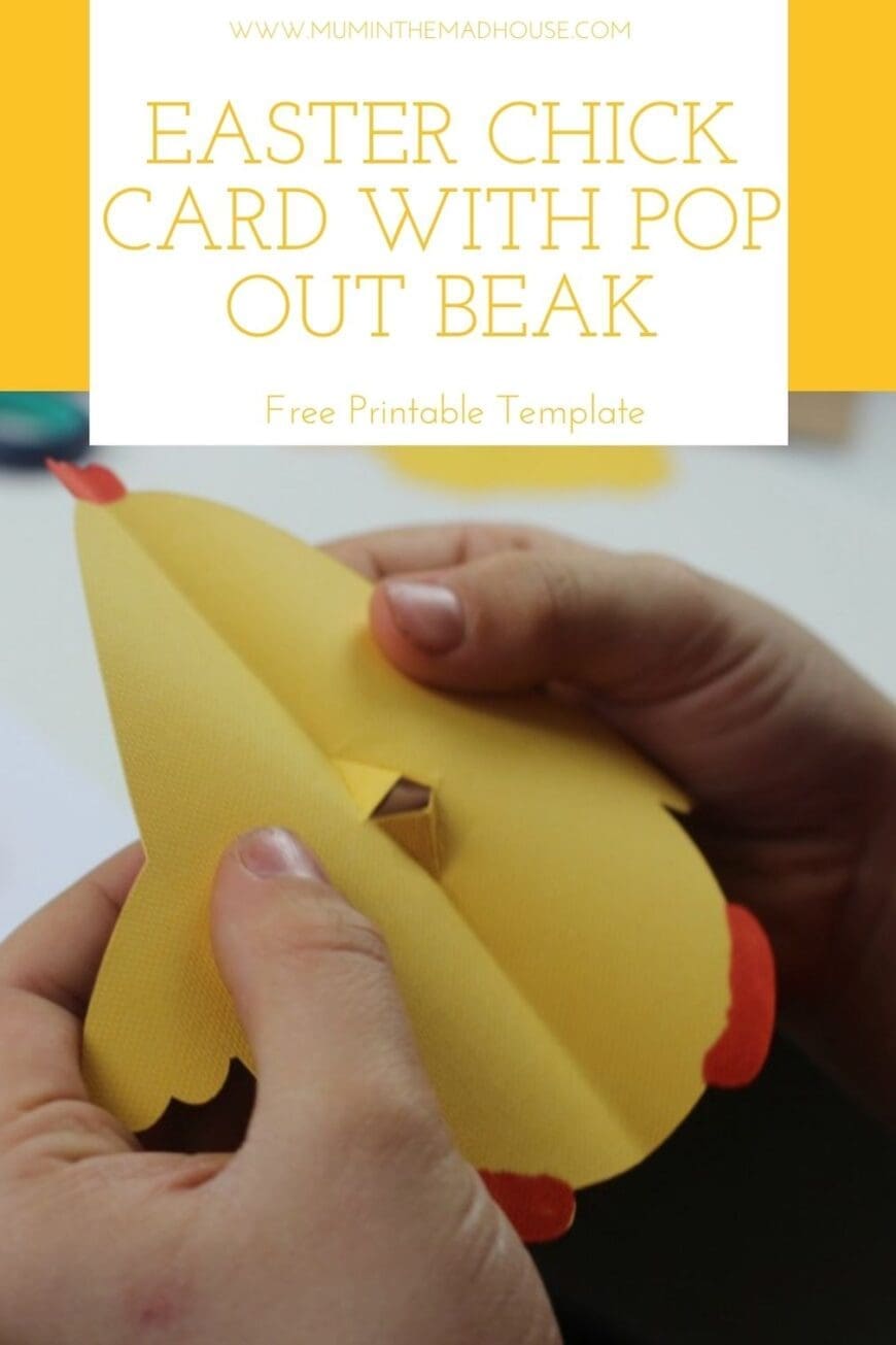 This easter chick card is the ideal easter craft for kids to make. The chicks beak pops up when you open the card.