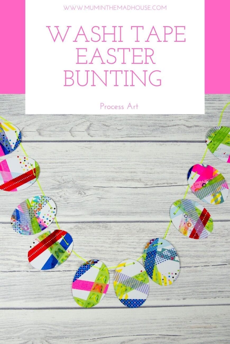 This easy Washi Tape Easter Bunting is a great seasonal Process Art that is simple to set up and has very little clean up.  A brilliant quick and fun Spring craft for kids. 