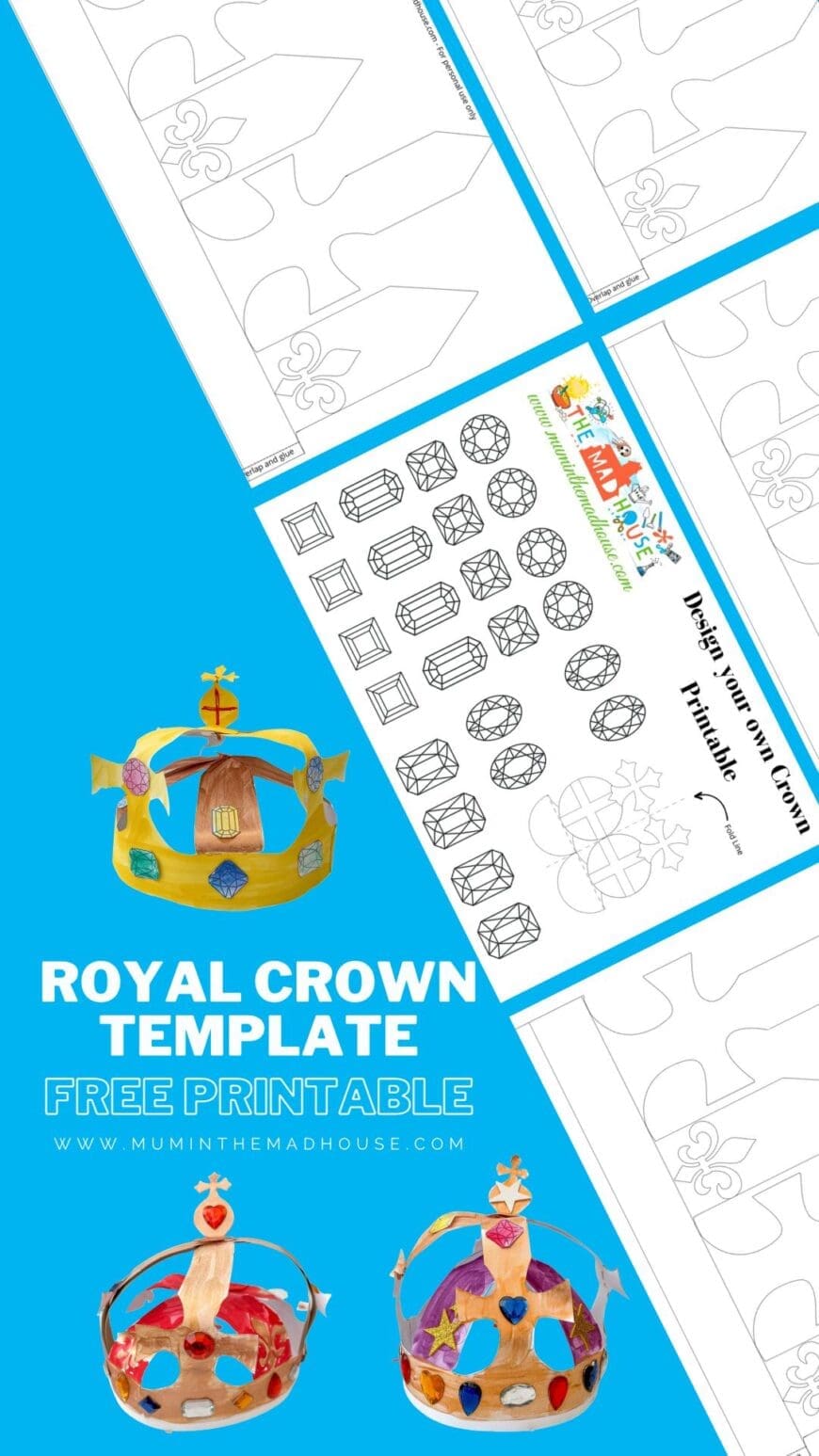 Make a Crown fit for a King with this free Royal Crown Printable template. Yes a wearable 3D paper crown with paper jewels too.