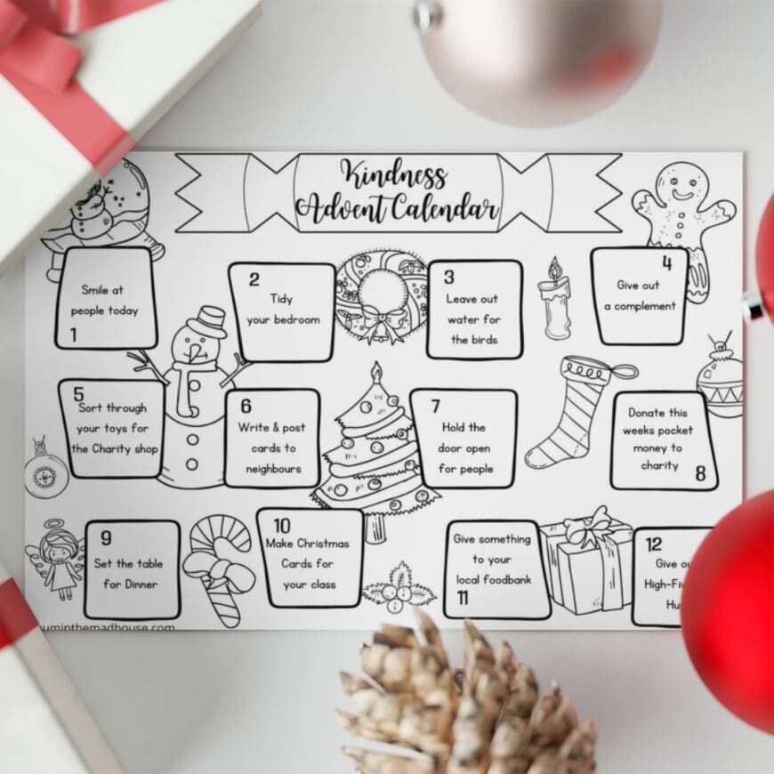 Free Printable Kindness Advent Calendar to Colour | Mum In The Madhouse free-printable-kindness-advent-calendar-to-colour-mum-in-the-madhouse