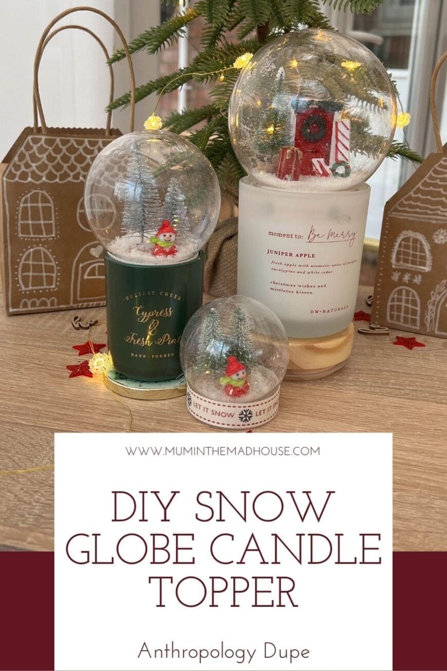This DIY Snow Globe candle topper is a great Anthropology dupe and so fun to make. A brilliant Christmas Craft that you can personalise.