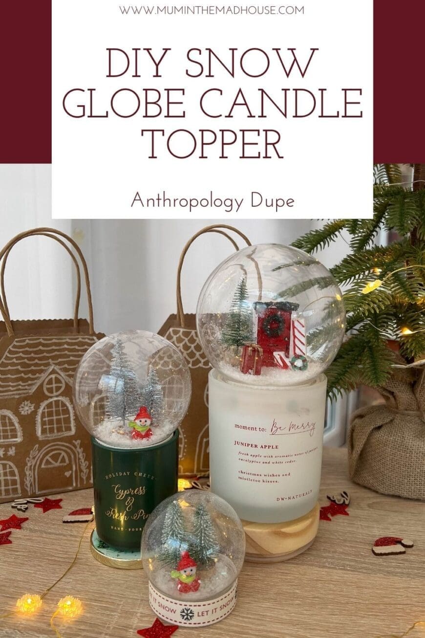 These DIY Snow Globe Candle Toppers were inspired by the Anthropology ones. They are so simple  and fun to make - the perfect Christmas Craft 