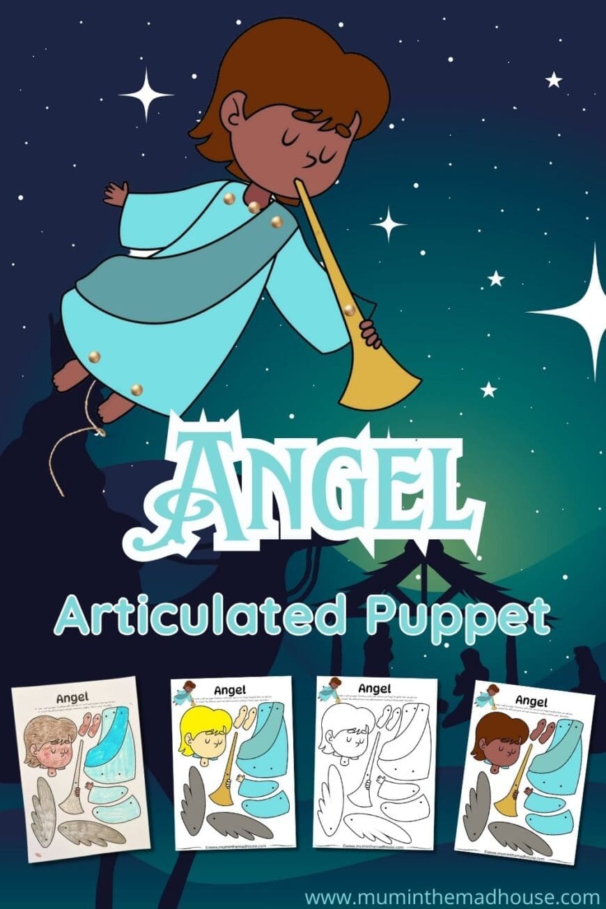 Free Printable Articulated Angel Puppet | Color & Pre-Colored Templates