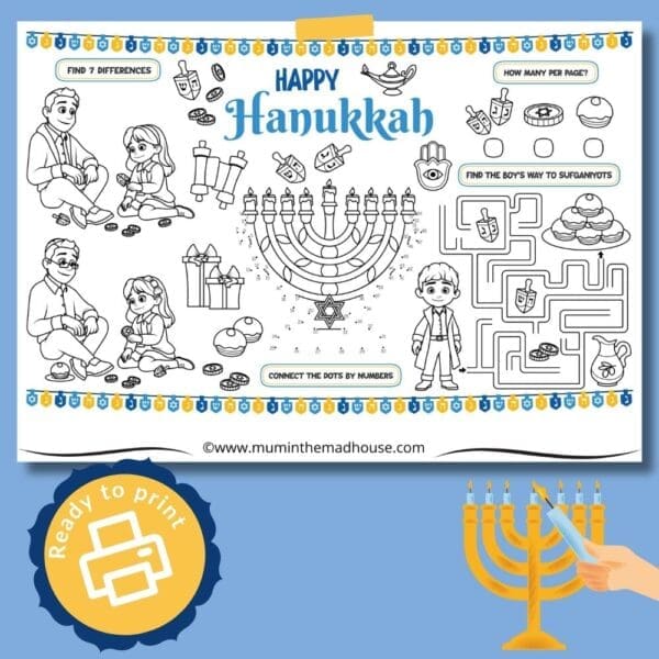 Hanukkah Activity Sheet Download | Mum In The Madhouse