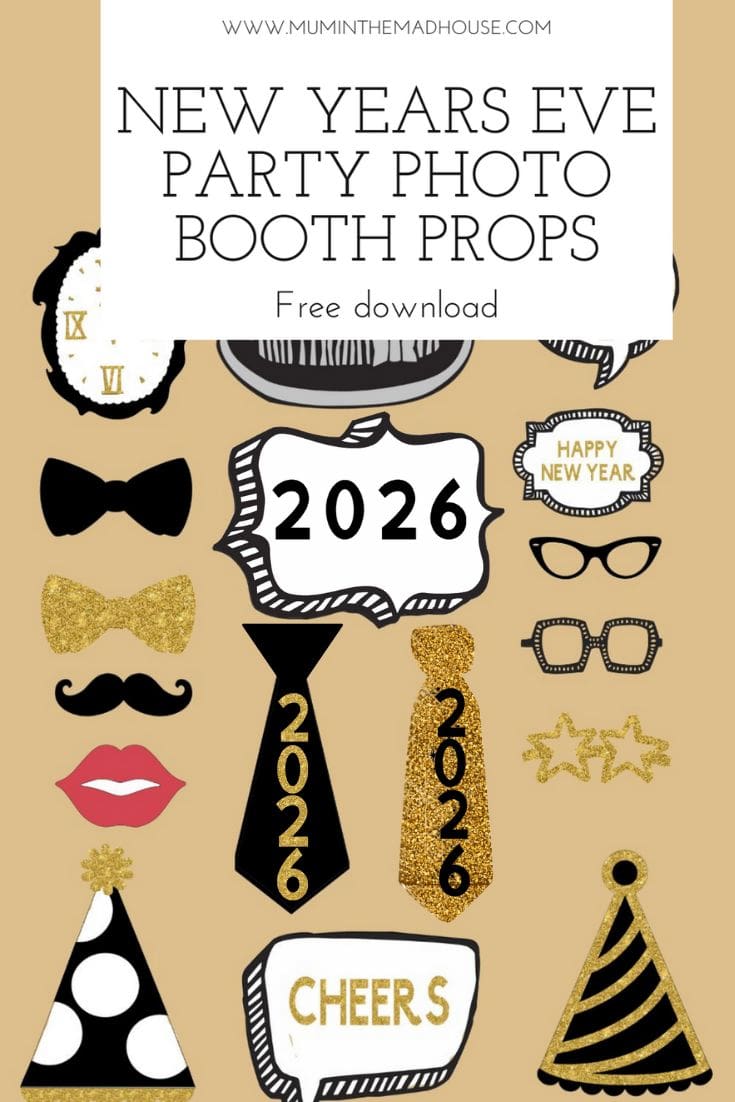 free printable new year's eve photo booth props 2025 – fun party
