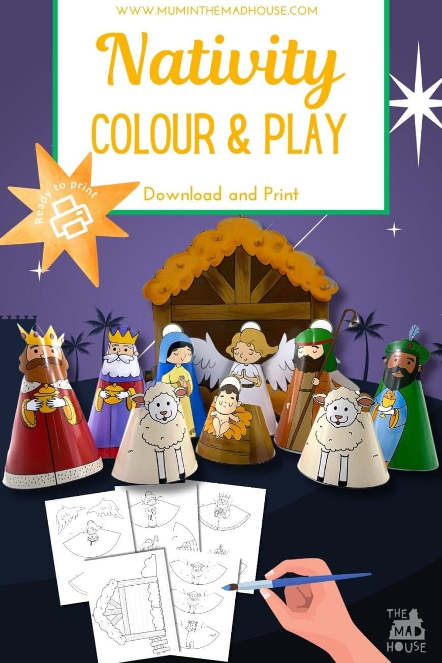 Free Printable Nativity Cones Color, Cut, and Play for Kids