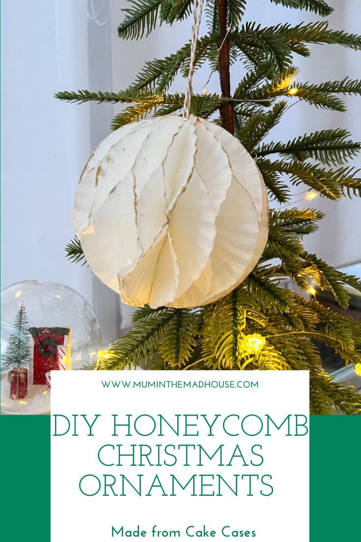 Create unique honeycomb Christmas ornaments using cake cases with this easy DIY tutorial! A perfect craft for adding handmade charm to your holiday decor.