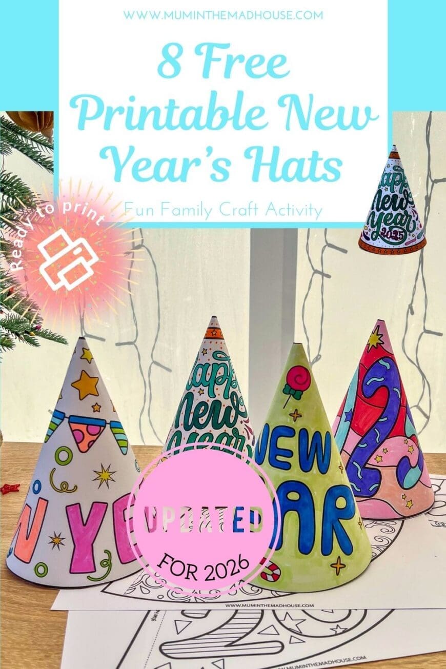 8 free printable new year's hats – fun craft for 2025 celebrations