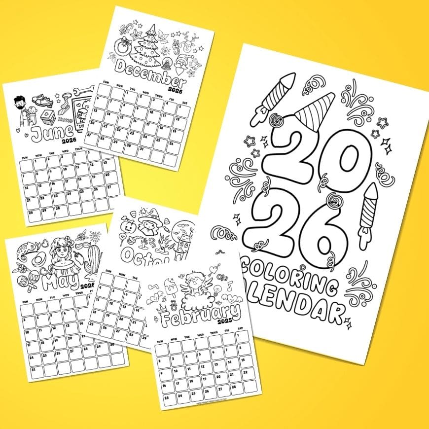 Monthly Colouring Calendar 2026 – Free Printable | Mum In ...