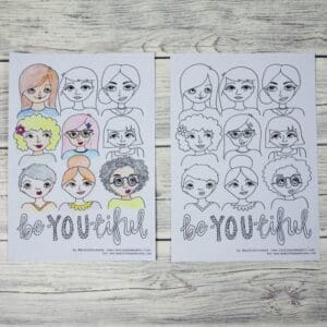 Be-YOU-tiful Womens Faces Colouring Page