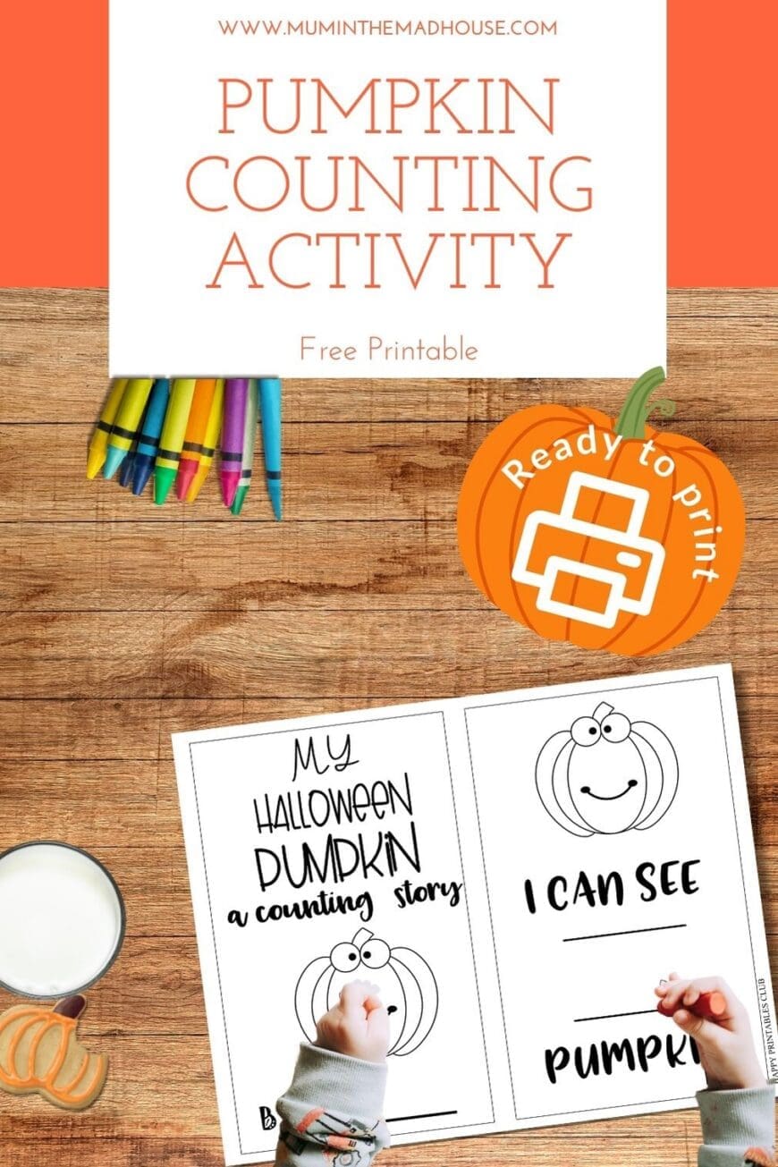 Celebrate Halloween with a counting and colouring activity kids will love. Free printable pumpkin worksheet for preschool learning at home or in class. 