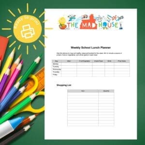 Free Weekly School Lunch Planner with Shopping List