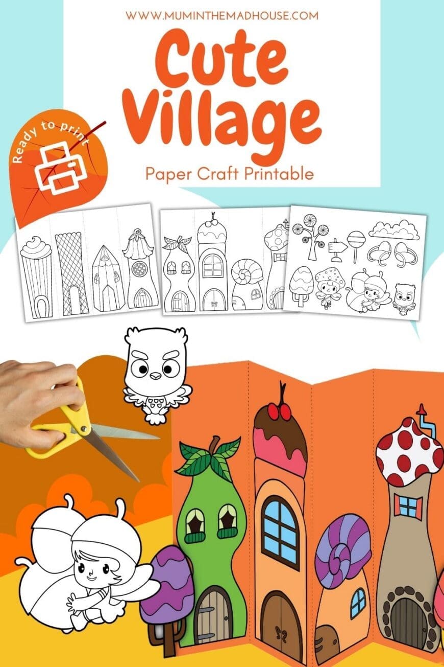 Celebrate fall with this free printable autumn village craft! Kids can cut, paste, and build their own cozy paper houses. Perfect for classrooms or family fun.