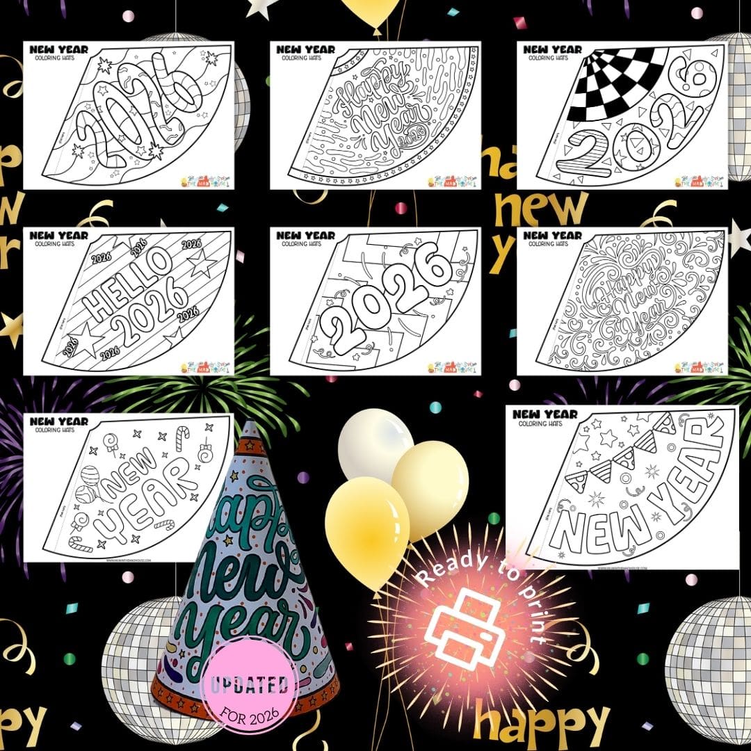 free printable new year's eve party hats for 2026 | mum in the