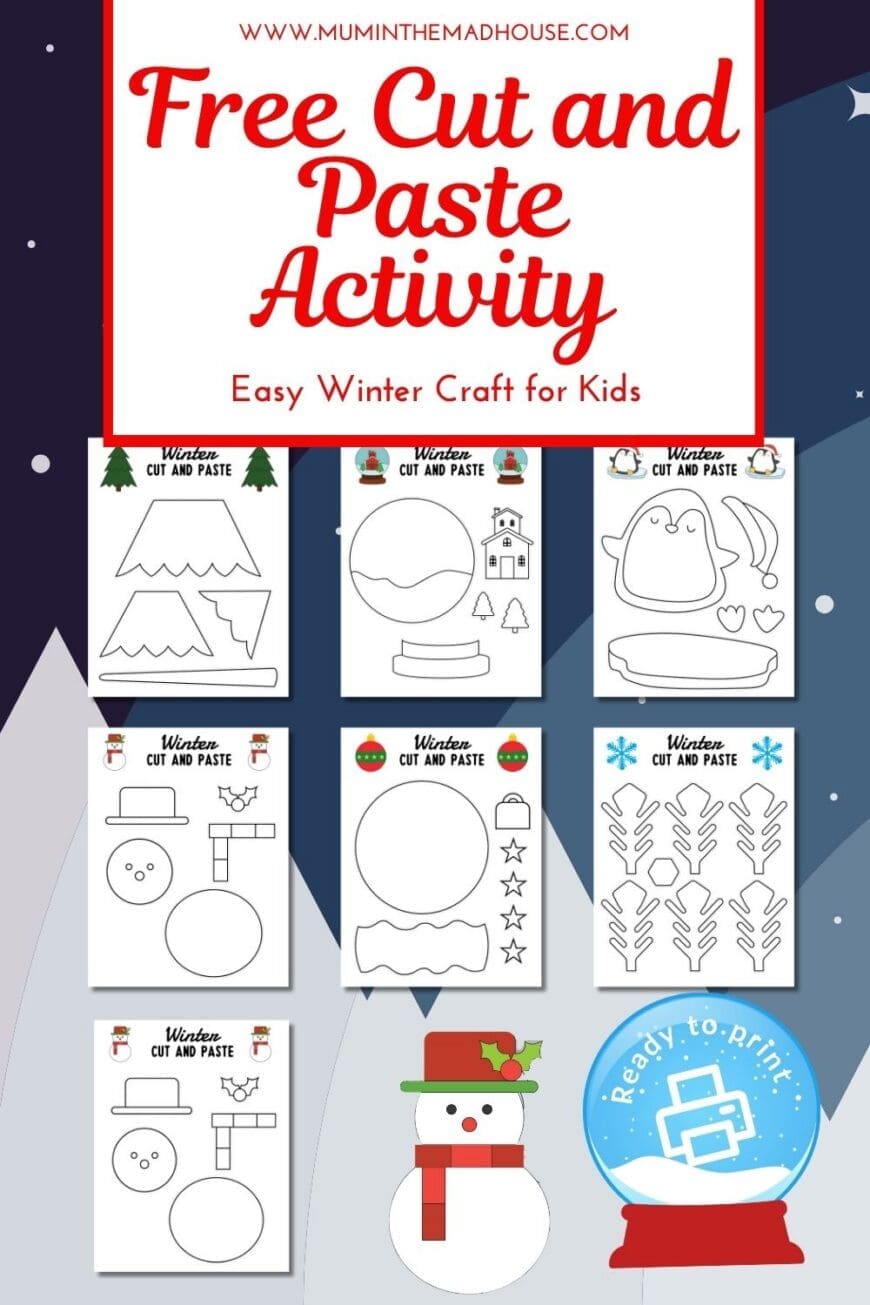 winter cut and paste craft – fun winter activity for kids | mum in