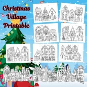 Free Christmas Village Houses Printable – 7 Pages to Colour, Fold & Build
