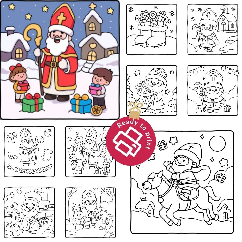 Free St Nicholas Day Colouring Pages to Print