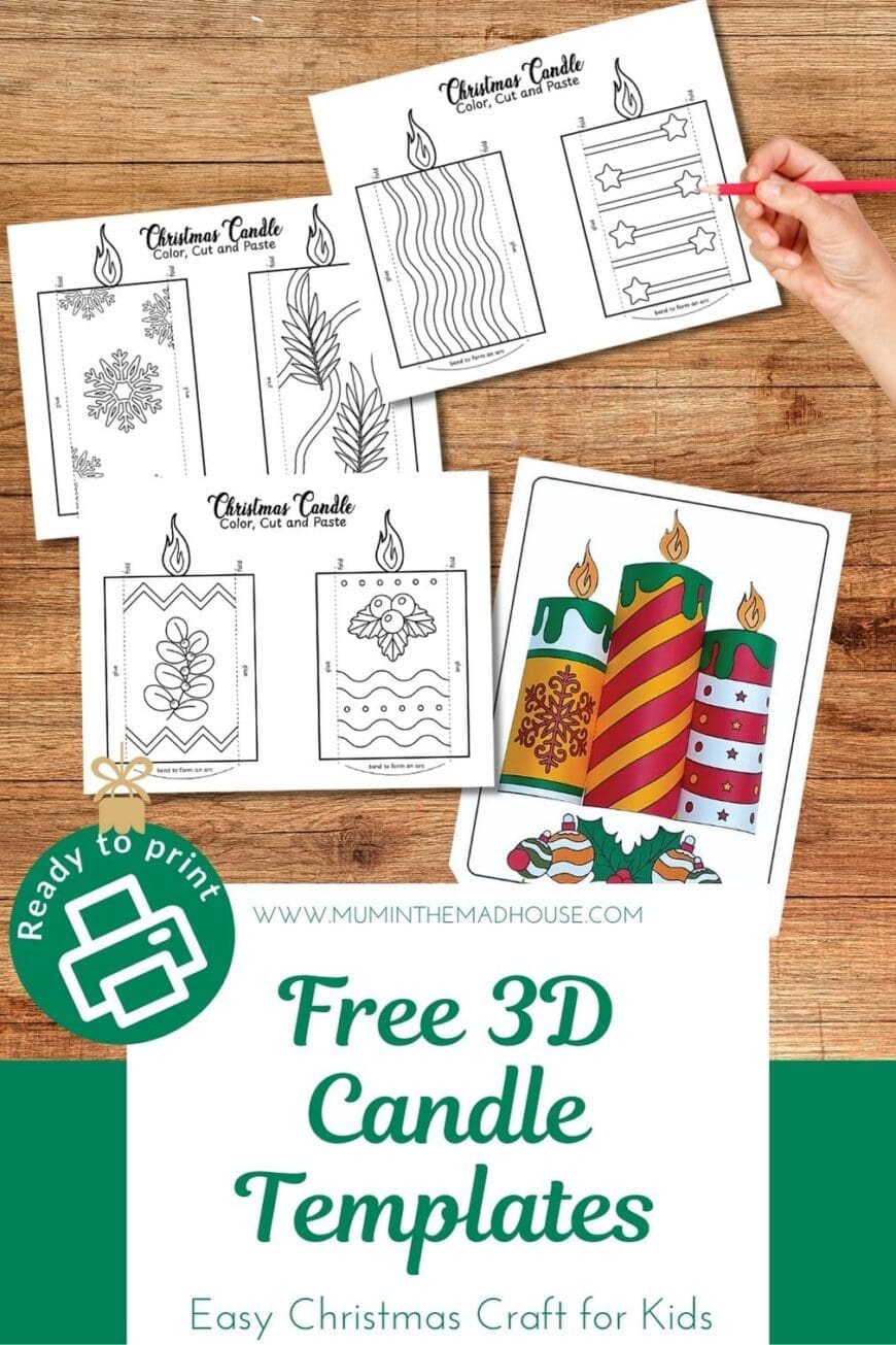 Keep kids busy with this beautiful Free Christmas Candle 3D Colouring Craft. With multiple designs, clear fold lines and simple instructions, this printable craft is perfect for Christmas displays, Advent activities and festive decorating. Download today!