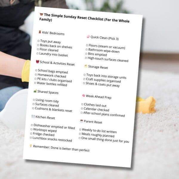 Sunday Reset Checklist.pdf Simple Sunday Reset Checklist | Mum In The Madhouse